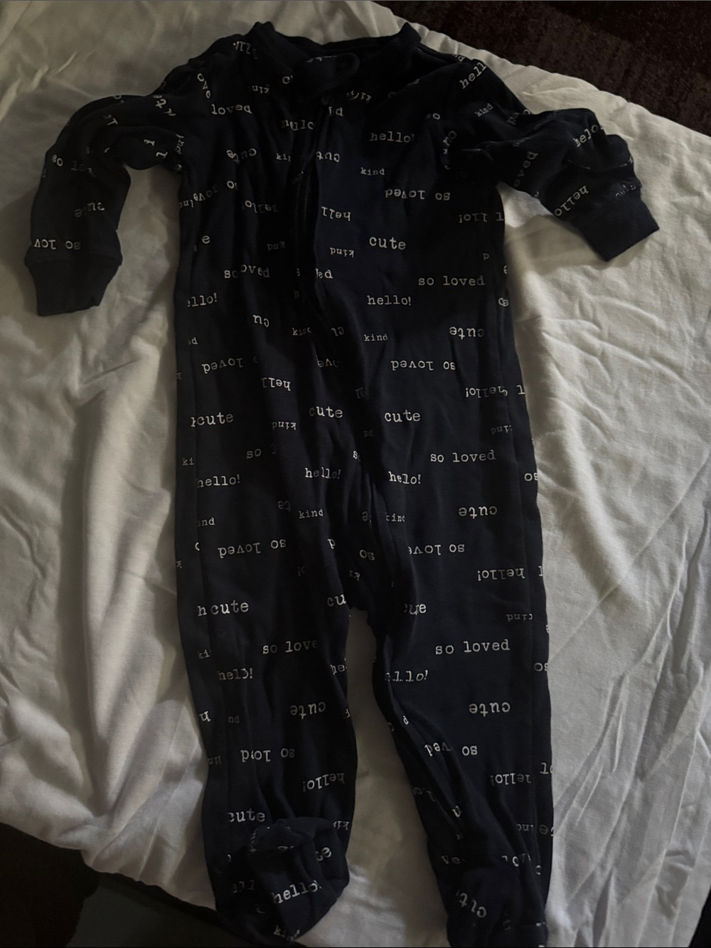 Carter's Navy Footed One-Piece Pajamas with White Text